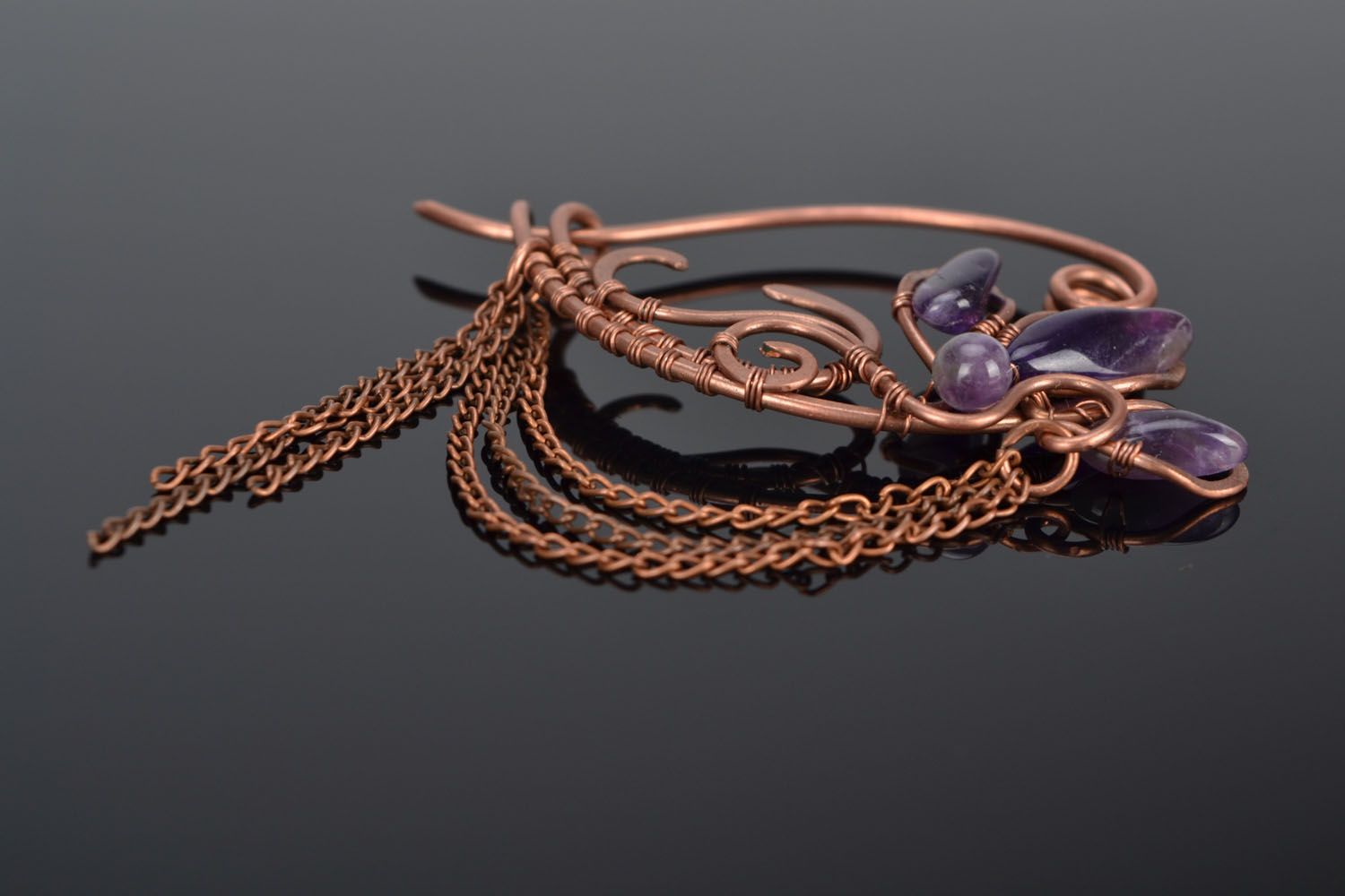 Wire wrap copper brooch photo 3