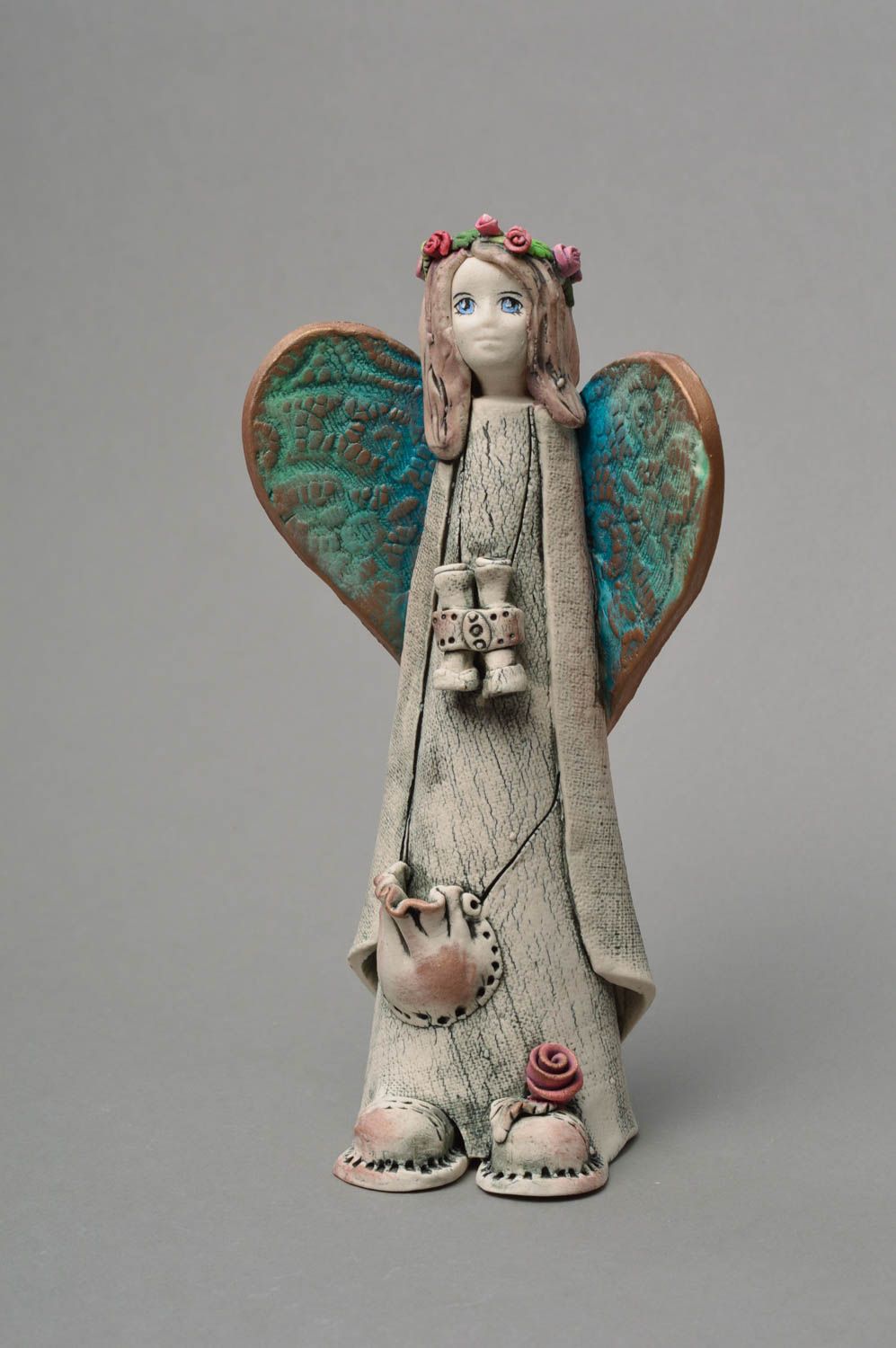 Statuette ange Figurine ange faite main design Déco maison porcelaine peinte photo 1