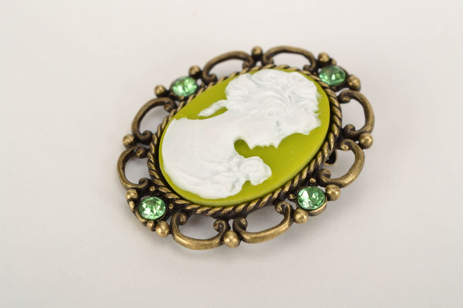 Polymer clay cameo brooch Spring photo 3