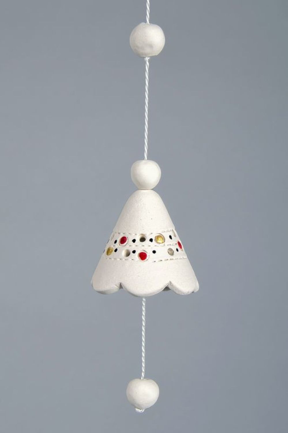 Suspension décorative clochettes céramiques avec pavots photo 4