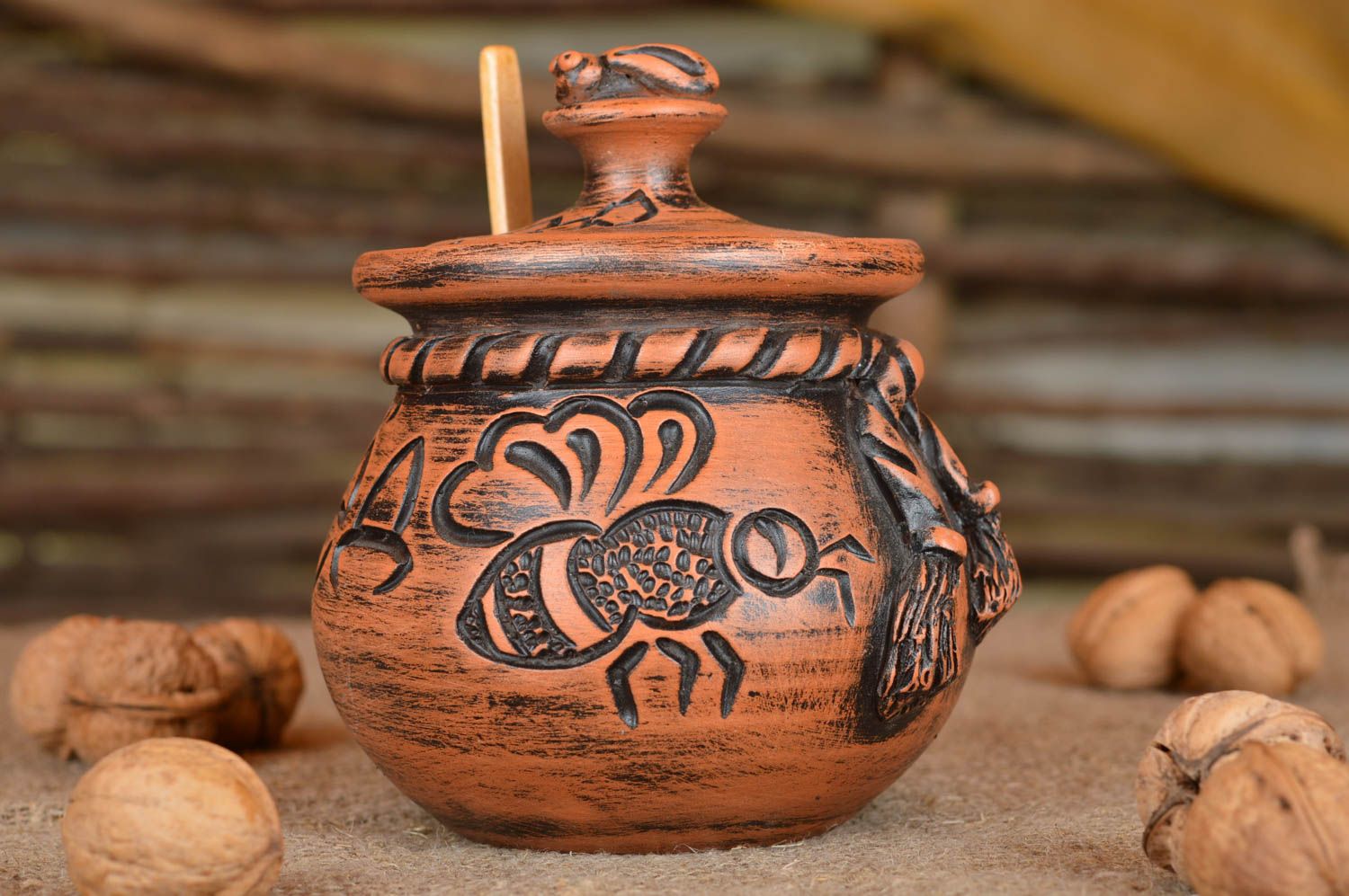 Kitchen decor handmade ceramic pot with lid clay pots decorative pottery photo 1