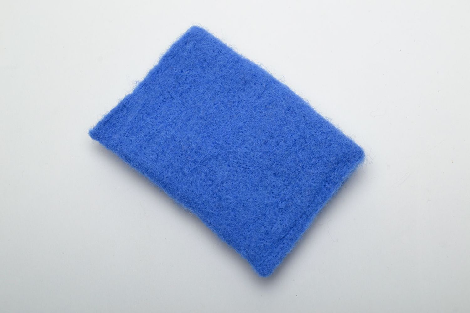 Billetera de lana hecha a mano azul con flor foto 4
