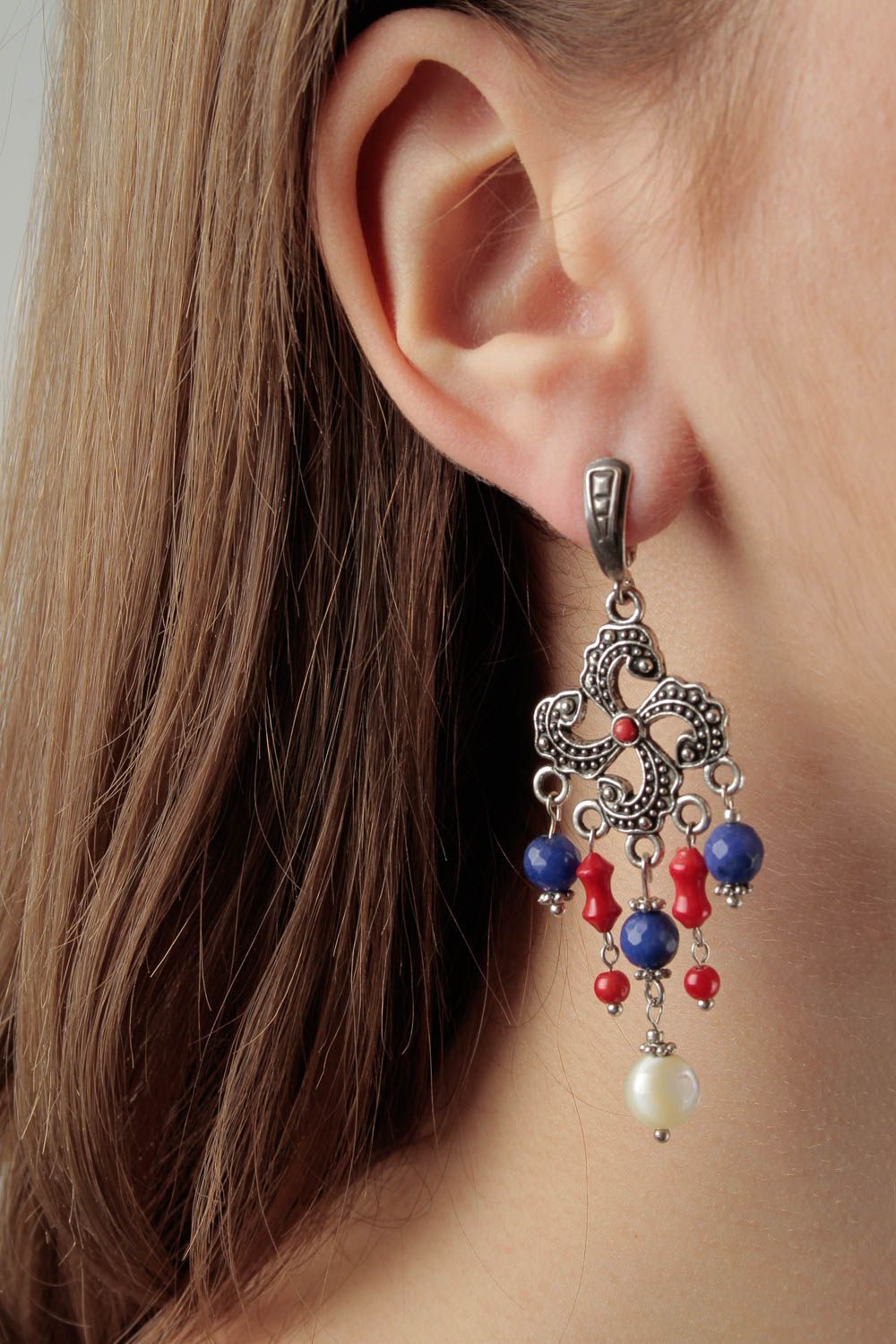 Damen Ohrringe handgemachter Schmuck ausgefallener Ohrschmuck Silberne Ohrringe  foto 1