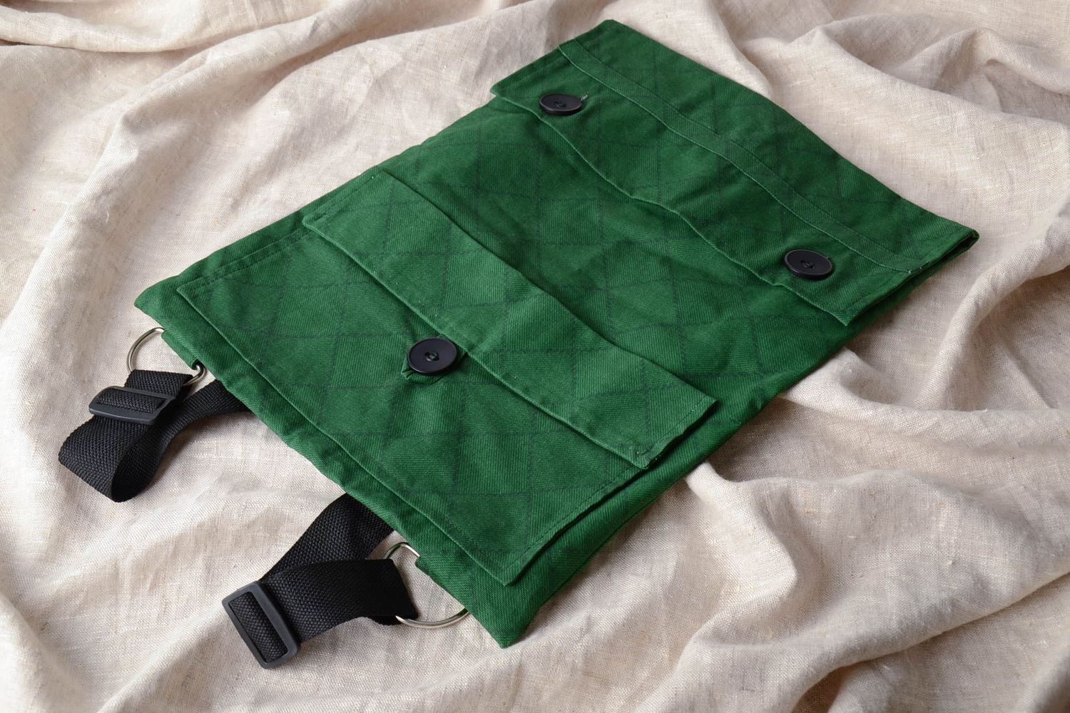 Grüner Rucksack aus Stoff foto 1