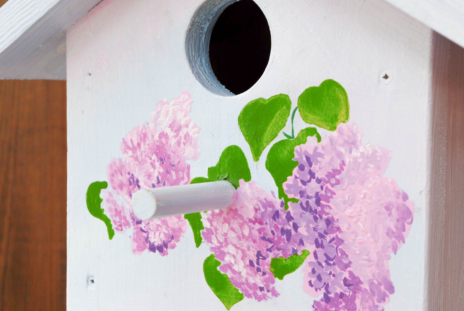 Handmade birdhouse of lilac color photo 4