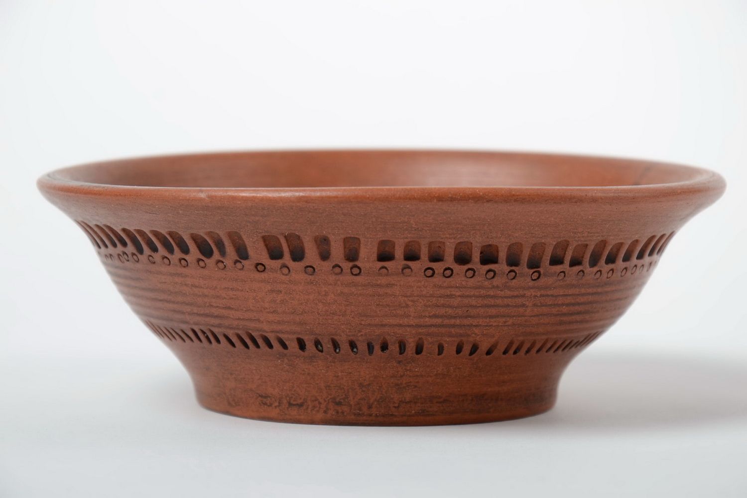 Beautiful handmade designer brown clay bowl for first courses 350 ml photo 2