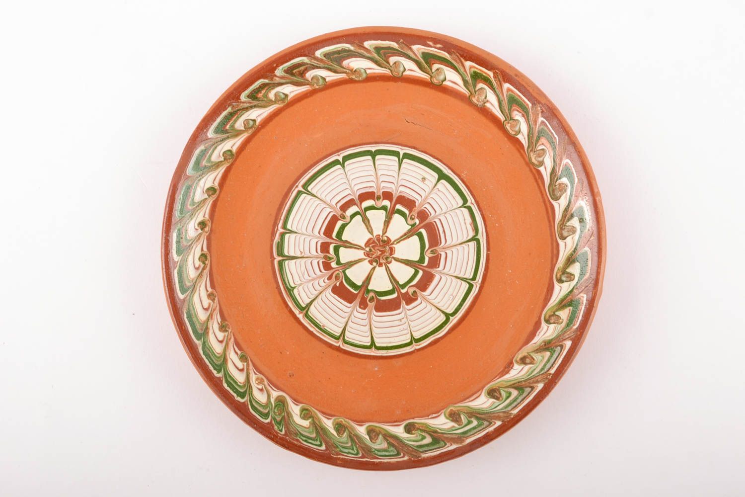 Оригинальная тарелка из глины расписная  фото 2