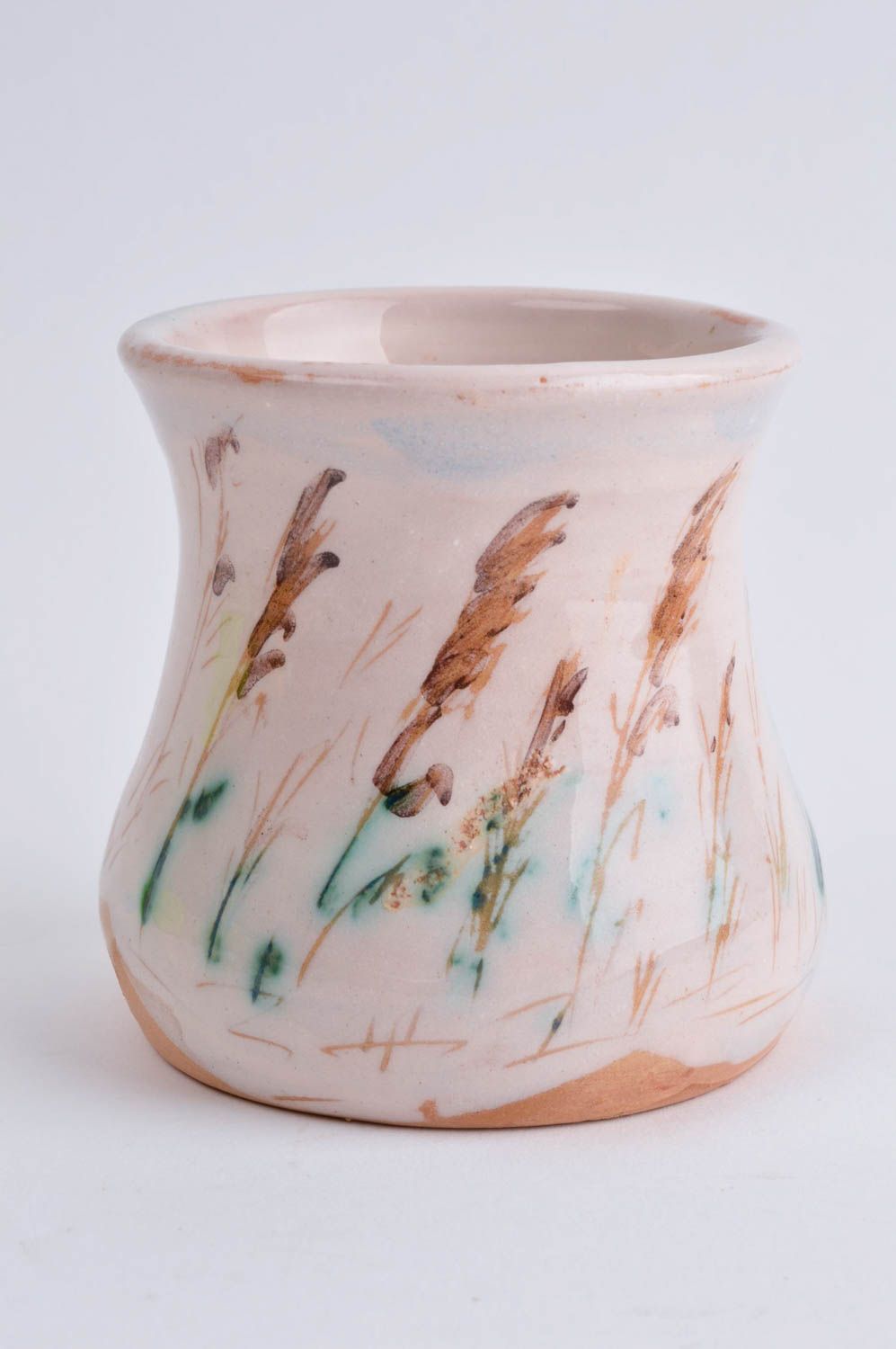 Becher aus Ton handgefertigt Keramik Geschirr Küchen Deko mit Bemalung foto 2