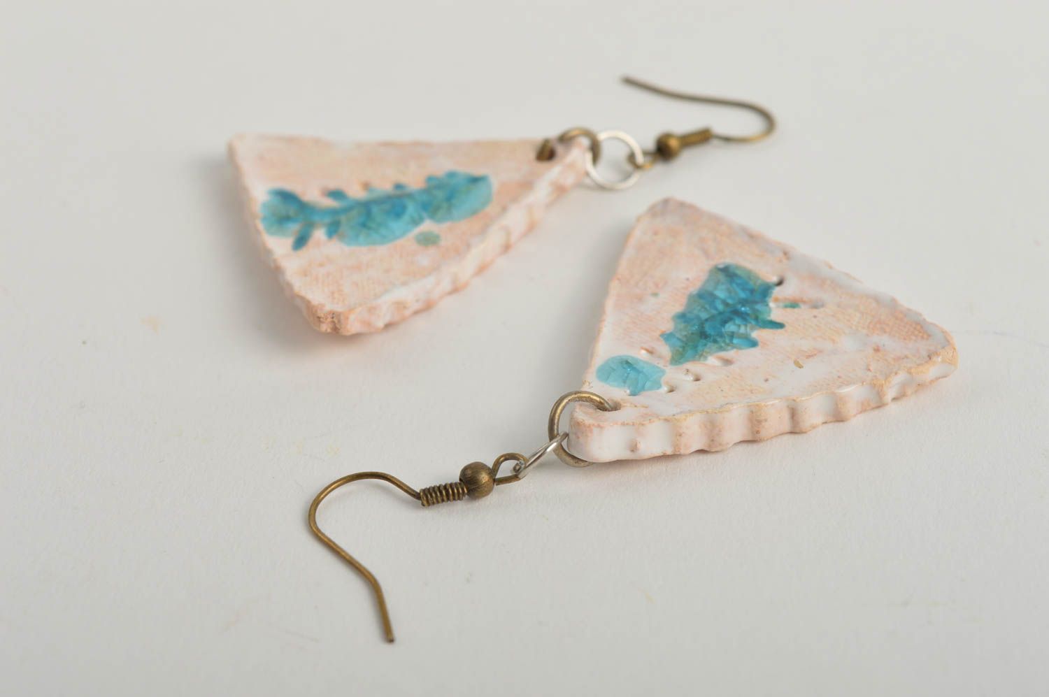 Beautiful handmade ceramic earrings dangle clay earrings beautiful jewellery photo 4