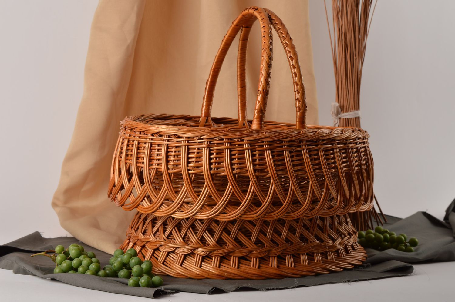 Handmade beautiful big basket designer woven basket wonderful home accessory photo 1
