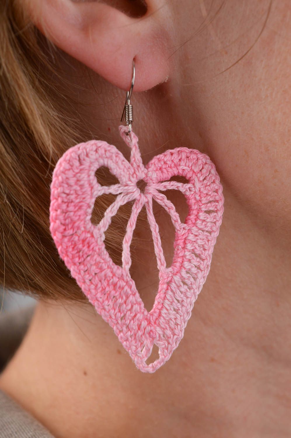 Handmade jewelry unusual accessory large earrings crocheted earrings photo 1