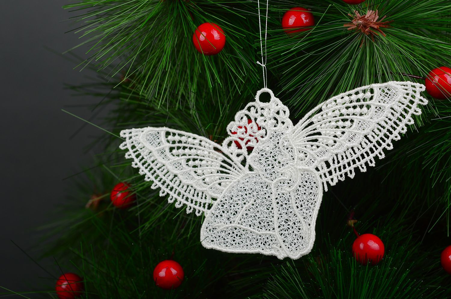 Christmas decor angel toy handmade lace Christmas souvenir decor use only photo 1