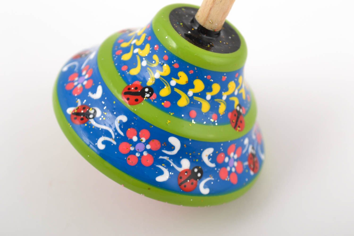 Игрушка из дерева ручной работы юла игрушка детская юла с красочными узорами фото 6