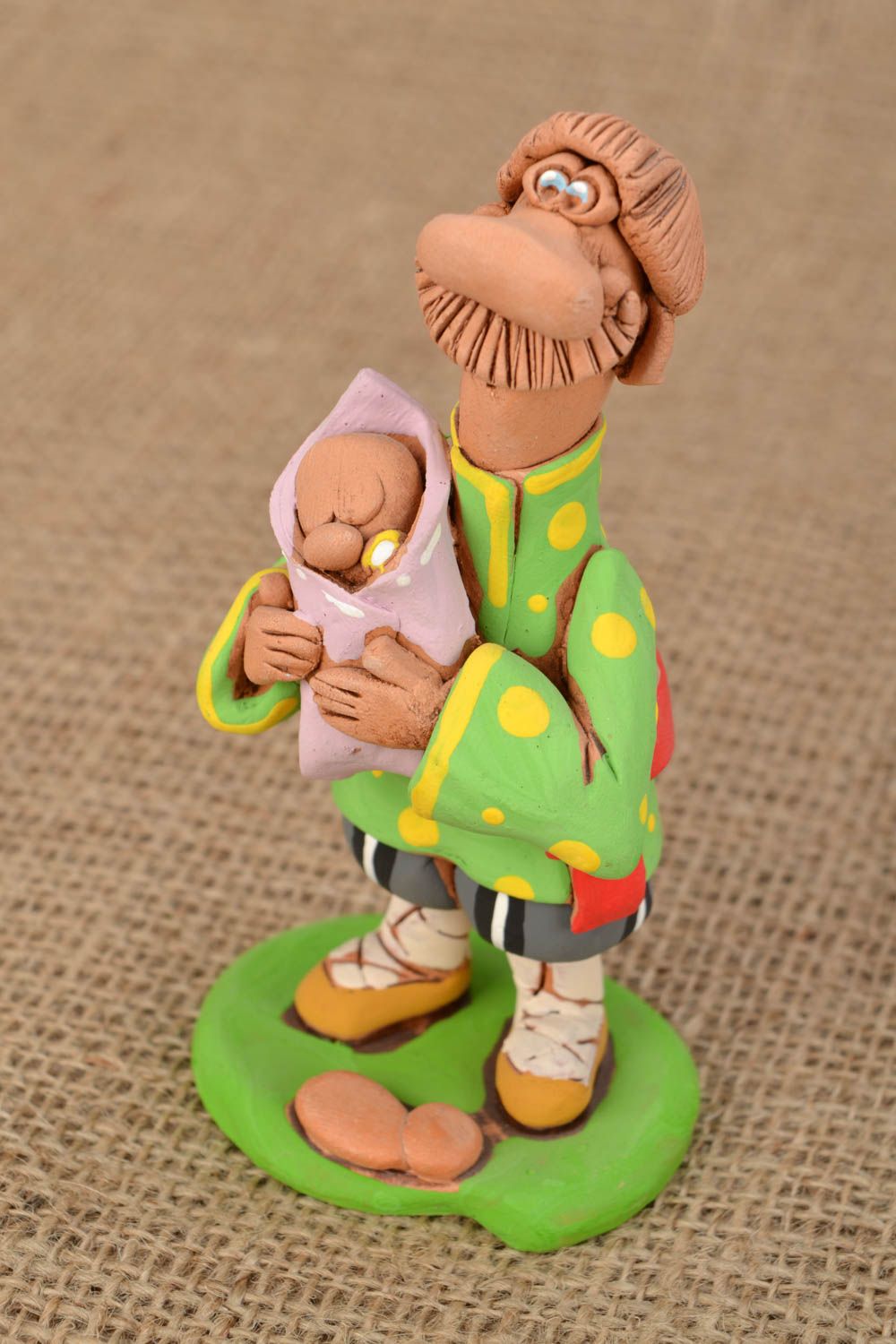 Designer ceramic figurine Cossack with Baby photo 1
