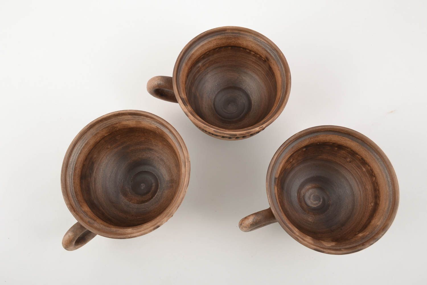 Ton Geschirr Set aus 3 Tassen 250 ml für Kaffee oder Tee schön mit Muster foto 4