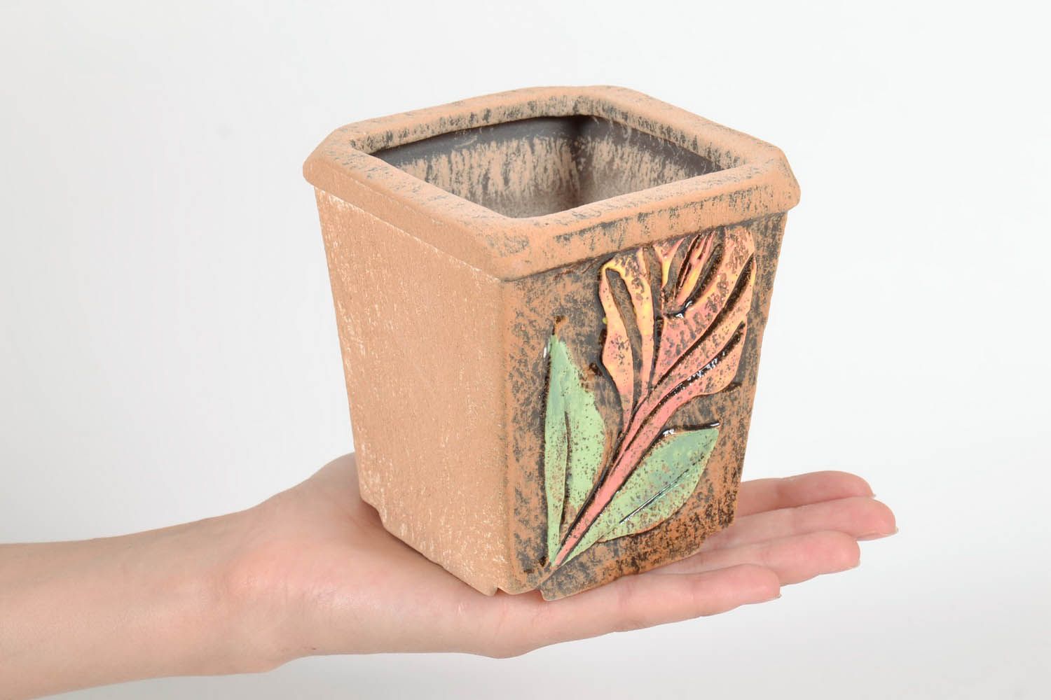 Vaso in ceramica per piante fatto a mano vaso di coccio per fiori con sottovaso  foto 5
