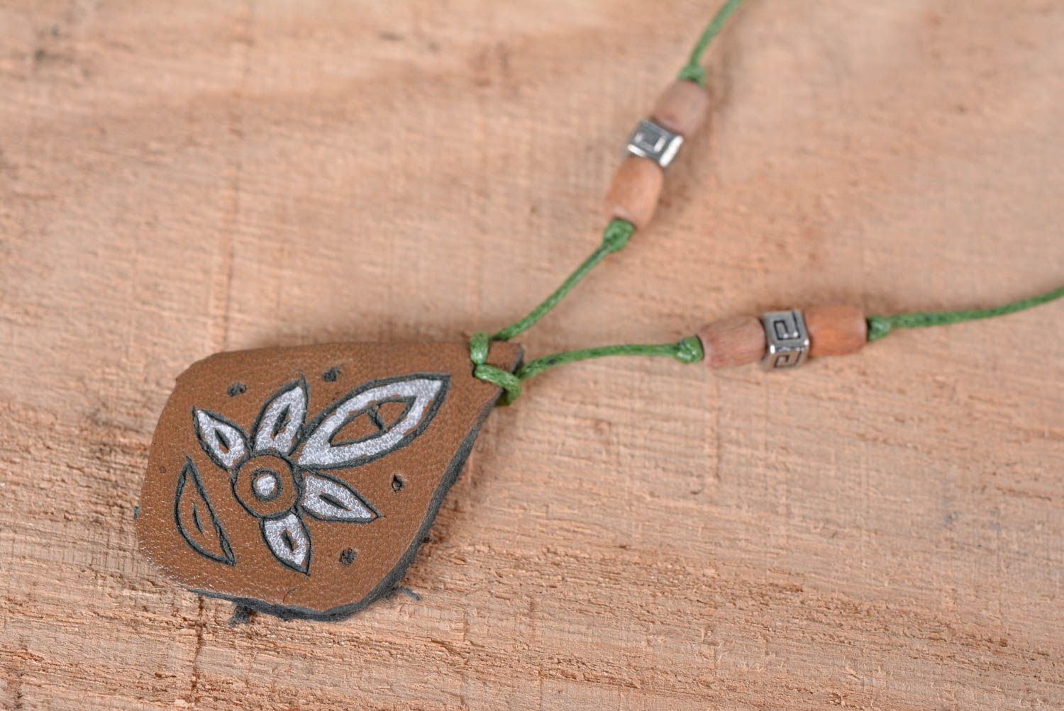 Handmade pendant unusual gift designer pendant leather accessory gift for her photo 1