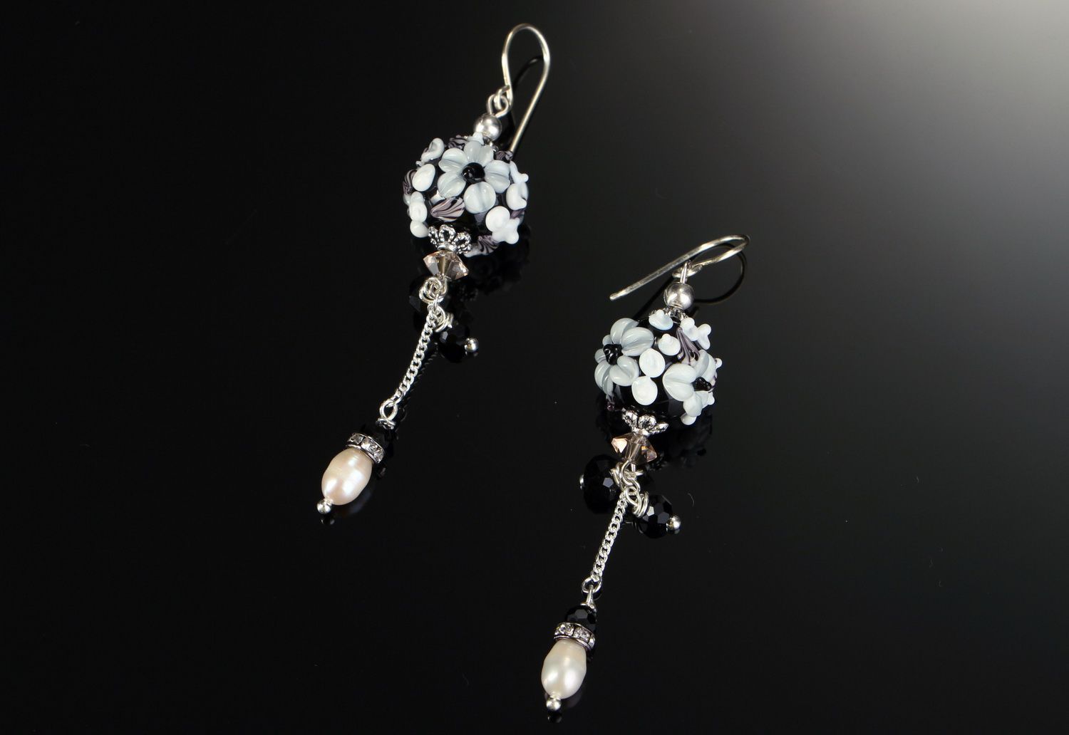 Earrings made from glass and river pearls Garden of Eden photo 1