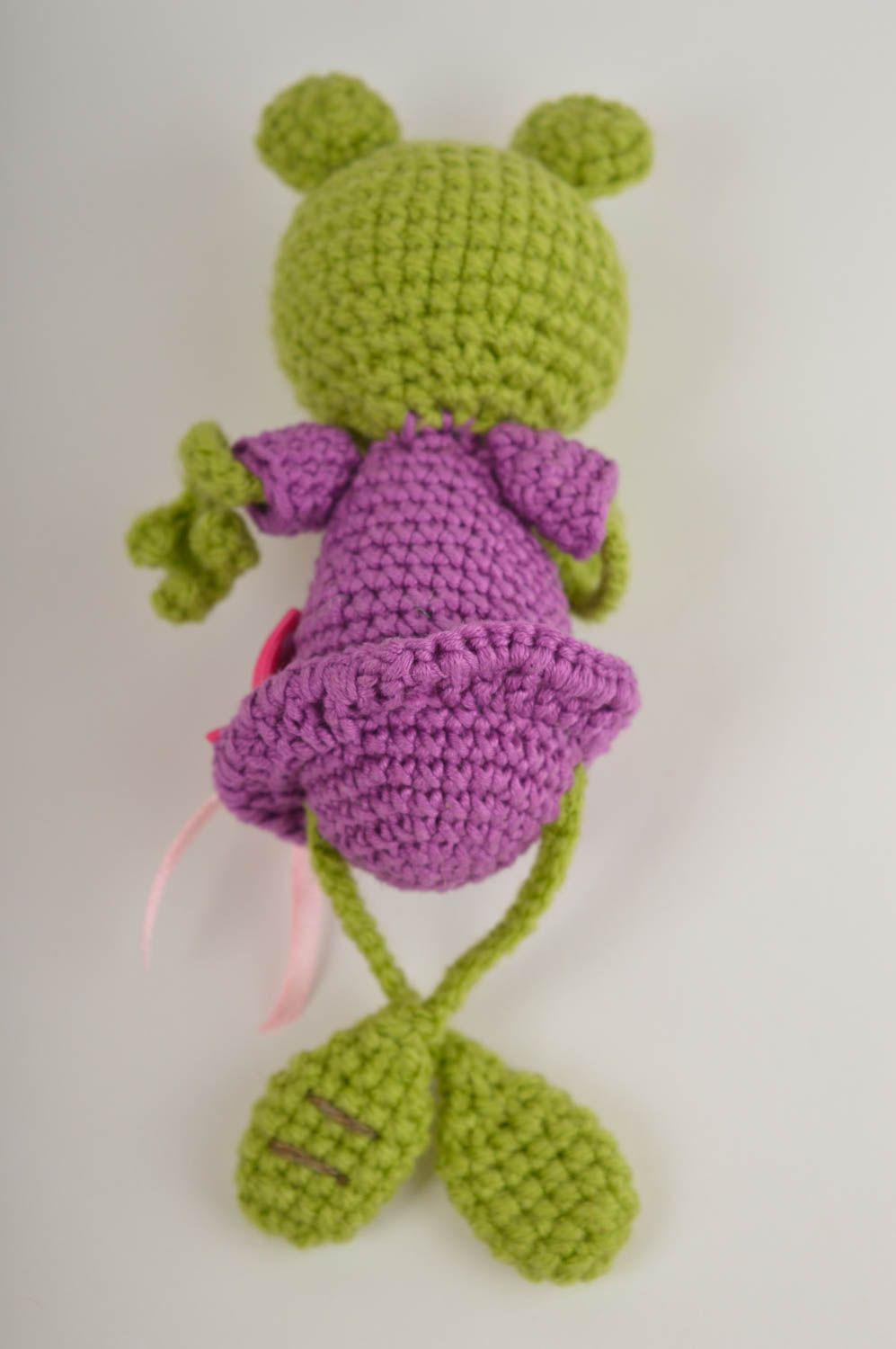 Handmade Designer Puppe Häkel Kuscheltier Frosch Geschenk für Kind grün klein foto 3