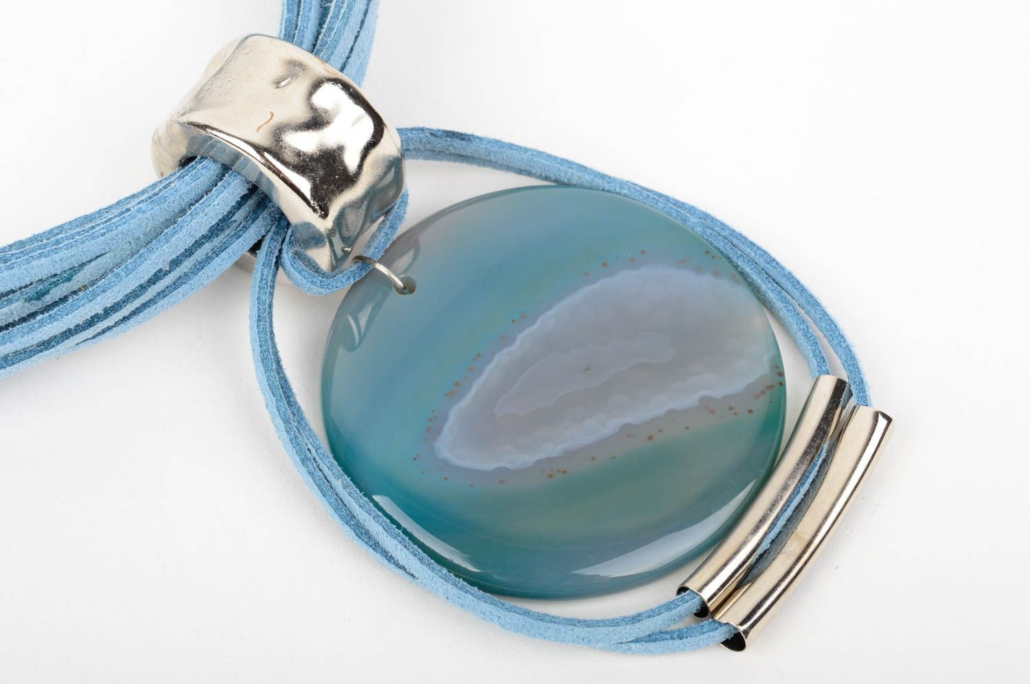 Anhänger Schmuck handgemachter Schmuck Halskette Damen Geschenk Ideen in Blau  foto 4