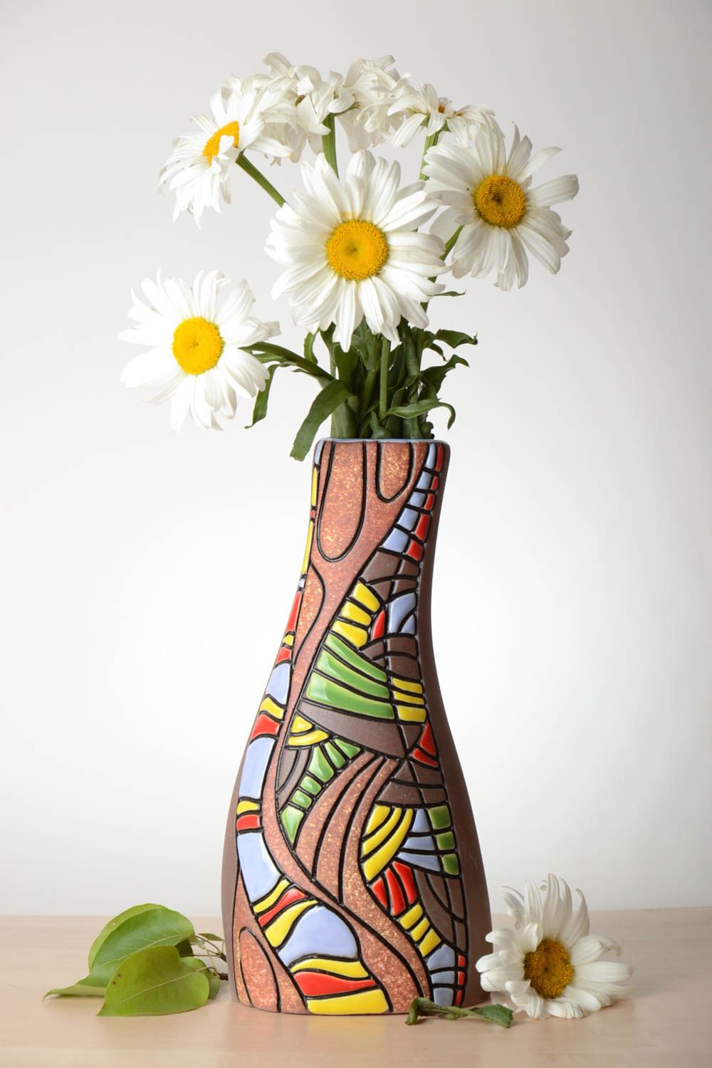 Vase design fait main Vase en terre cuite motif coloré original Déco maison photo 5