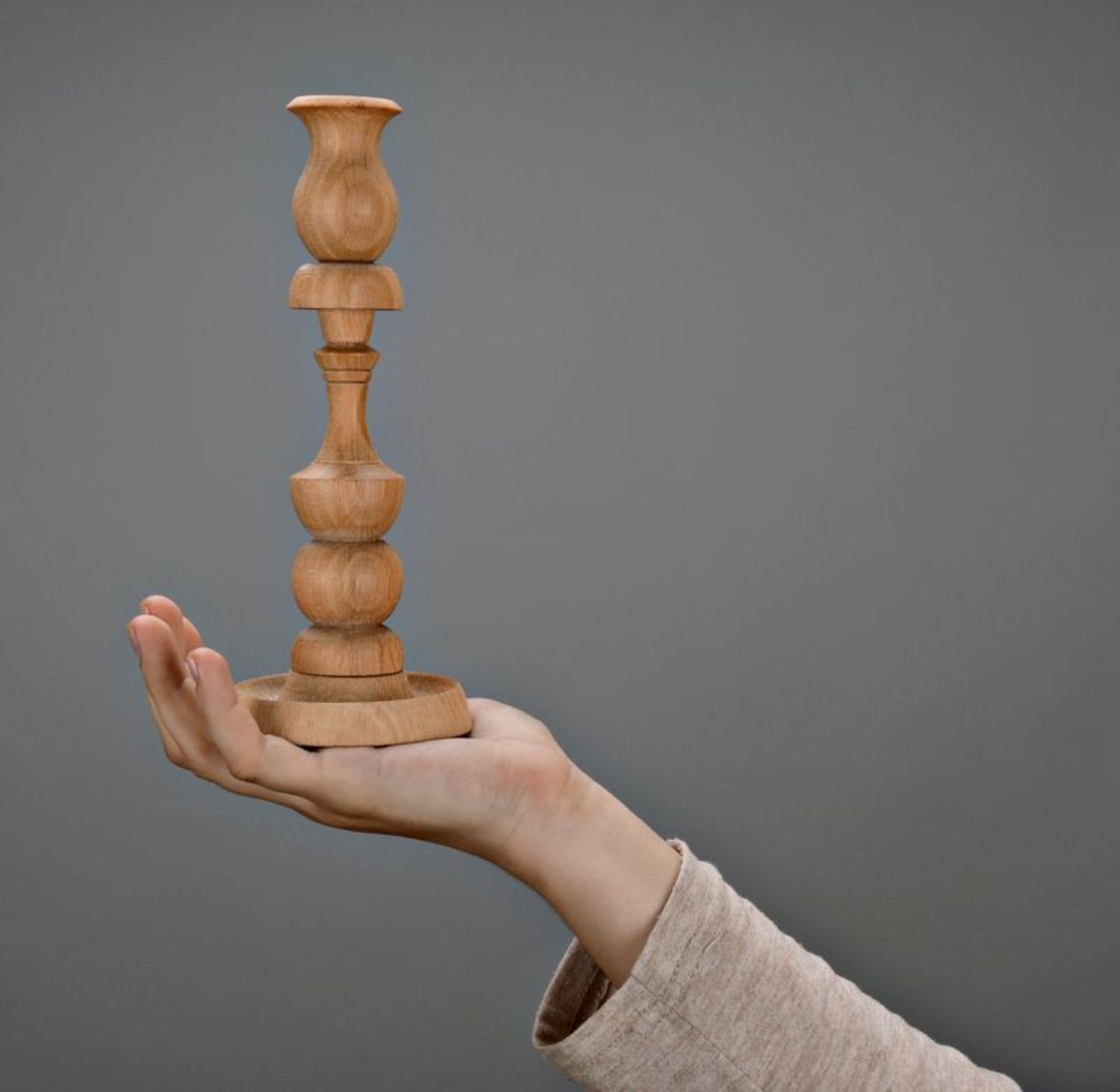 Carved wooden candlestick photo 5
