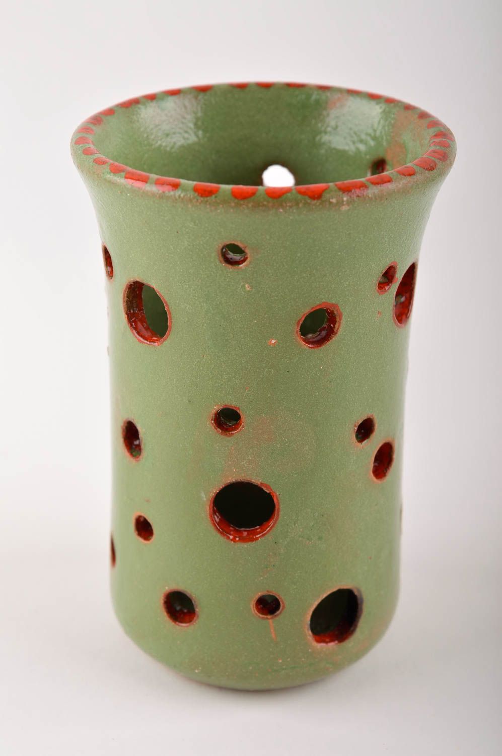 Ваза для декора ручной работы красивая ваза глиняная зеленая декор для дома фото 2