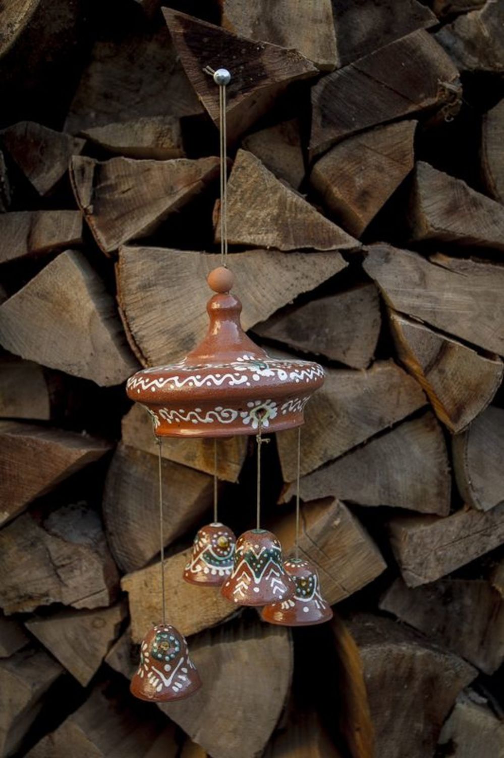 Pendente campanelli in ceramica fatto a mano Campanelli in argilla decorativi foto 3