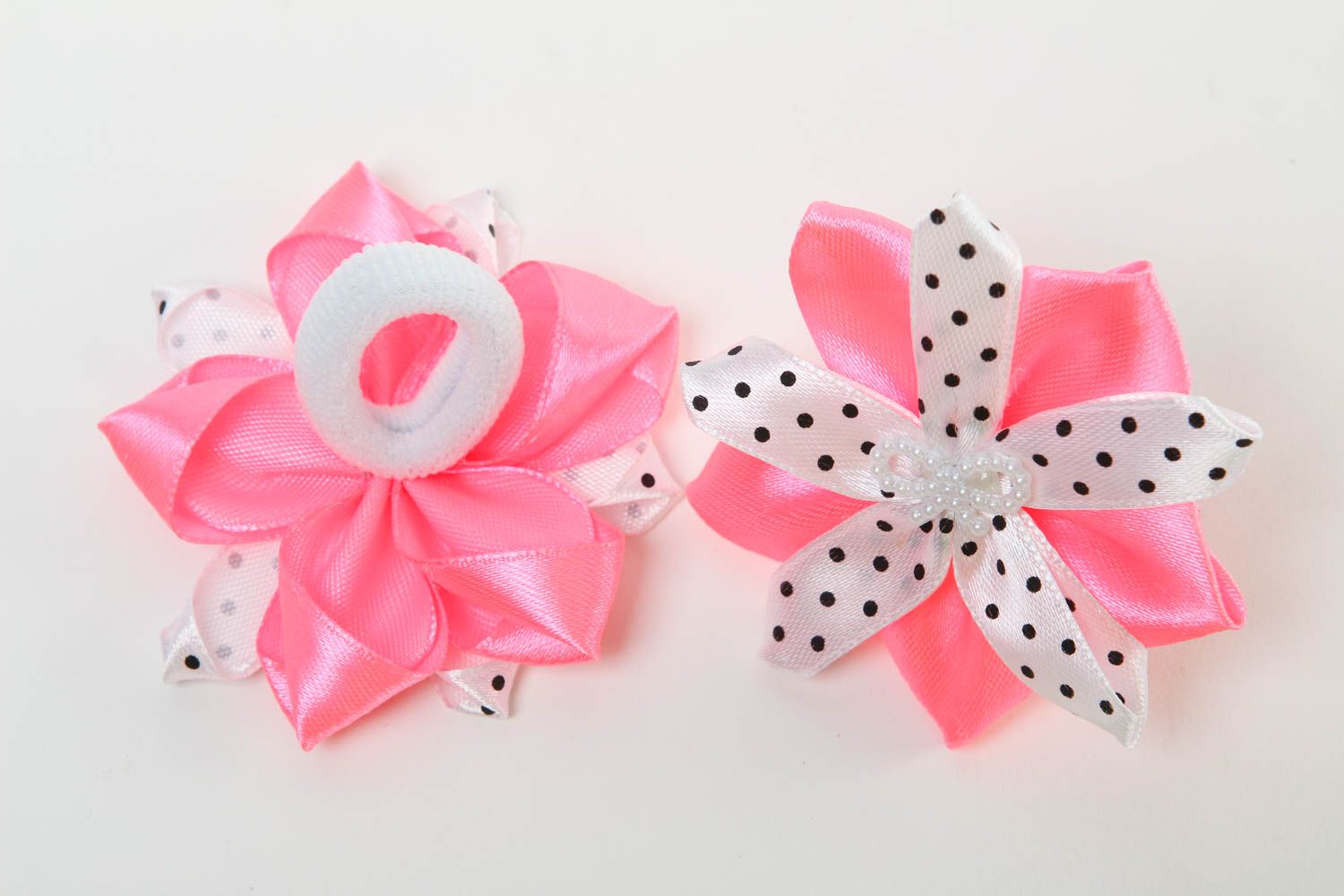 Flower scrunchies for girls handmade satin scrunchies for children hair jewelry photo 3