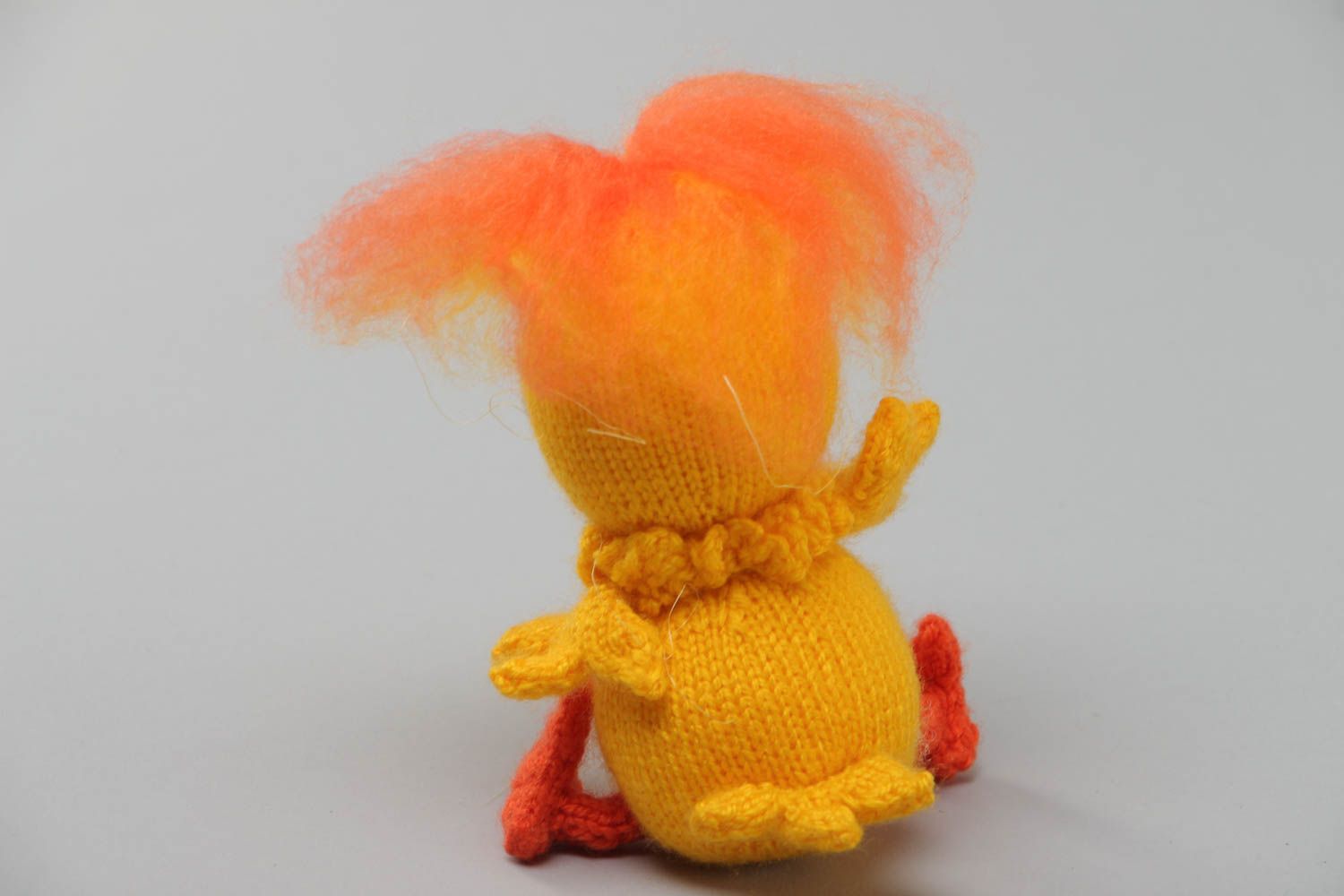 Handmade small soft toy chick knitted of acrylic threads photo 4