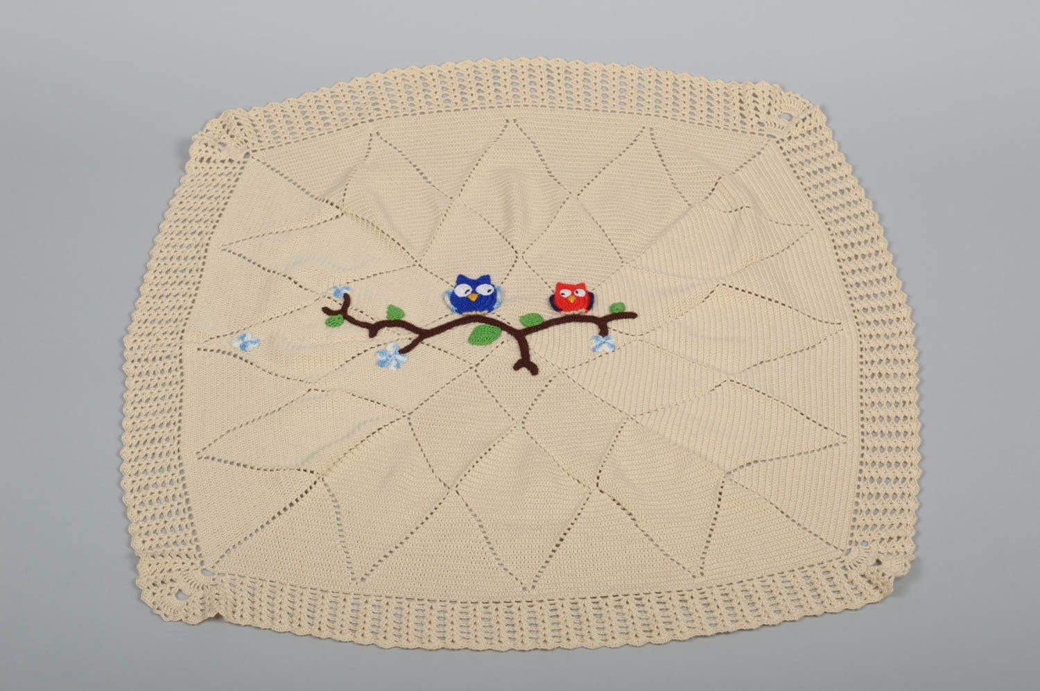 Одеяло ручной работы одеяло крючком детское одеяло из хлопковых ниток Совы фото 1