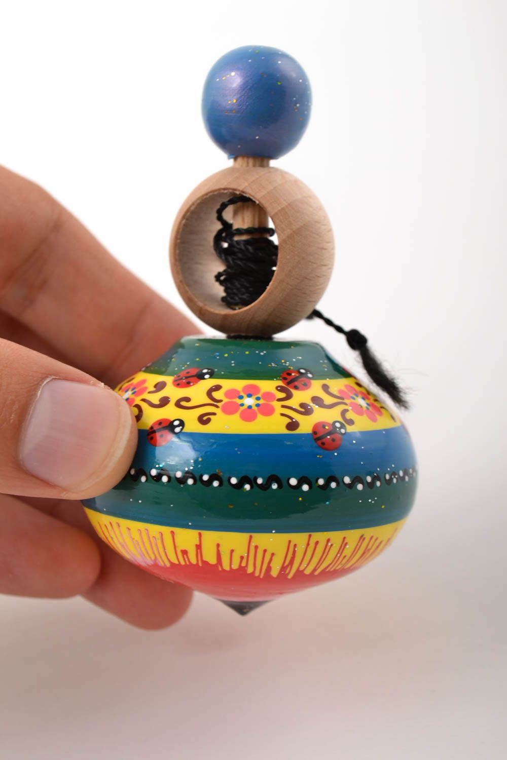 Peonza de madera hecha a mano juguete para niños original regalo personalizado foto 5