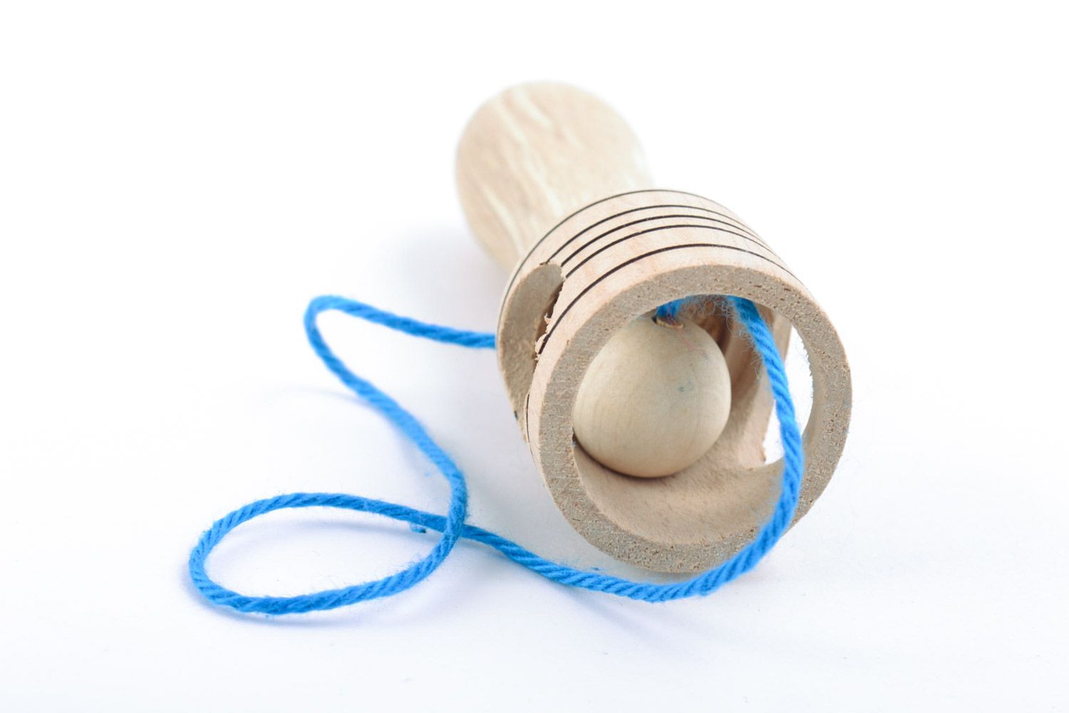 Handmade wooden cup and ball toy for coordination of movements for kids photo 3