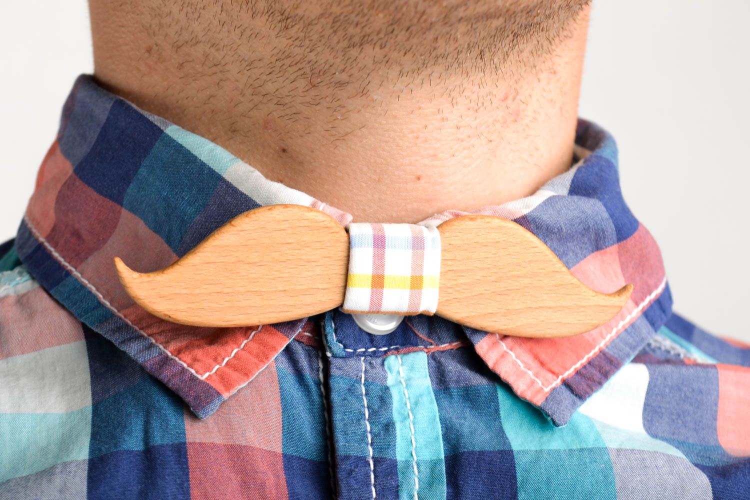 Handmade designer wooden bow tie unusual moustache bow tie stylish accessory photo 1