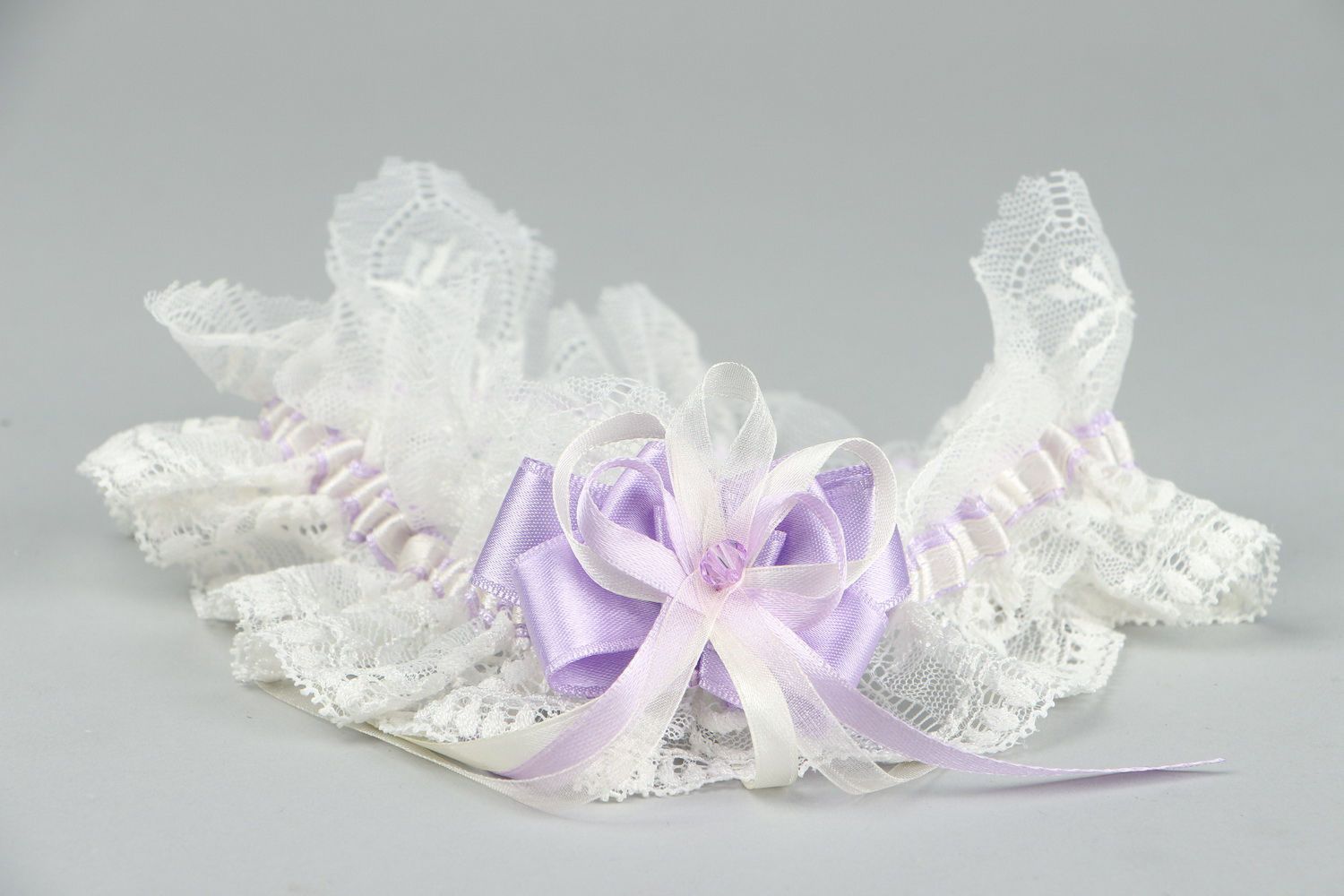 Lace garter for bride Lavender photo 3