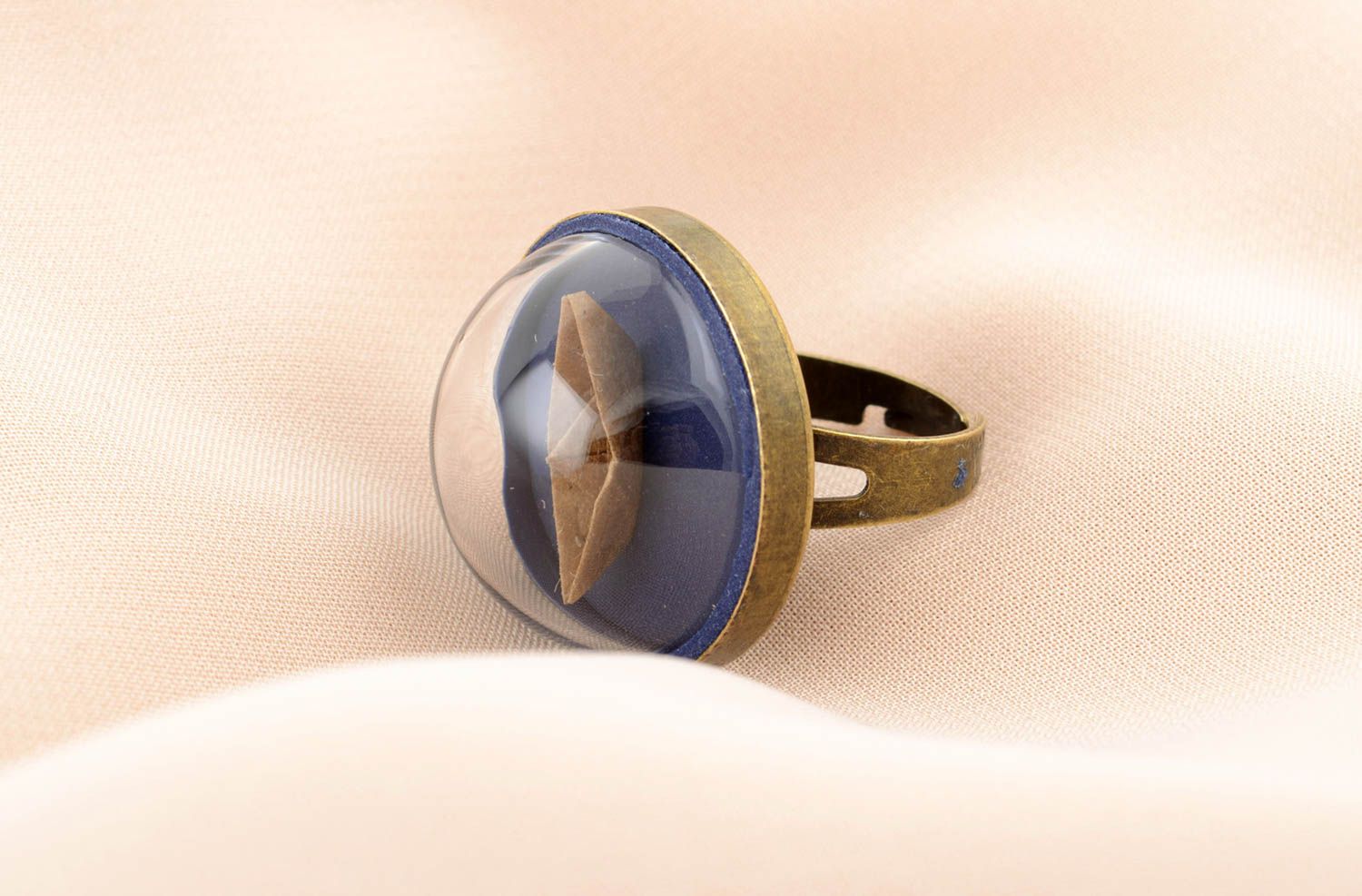 Кольцо ручной работы кольцо из пластика кольцо оригами женское красивое фото 5