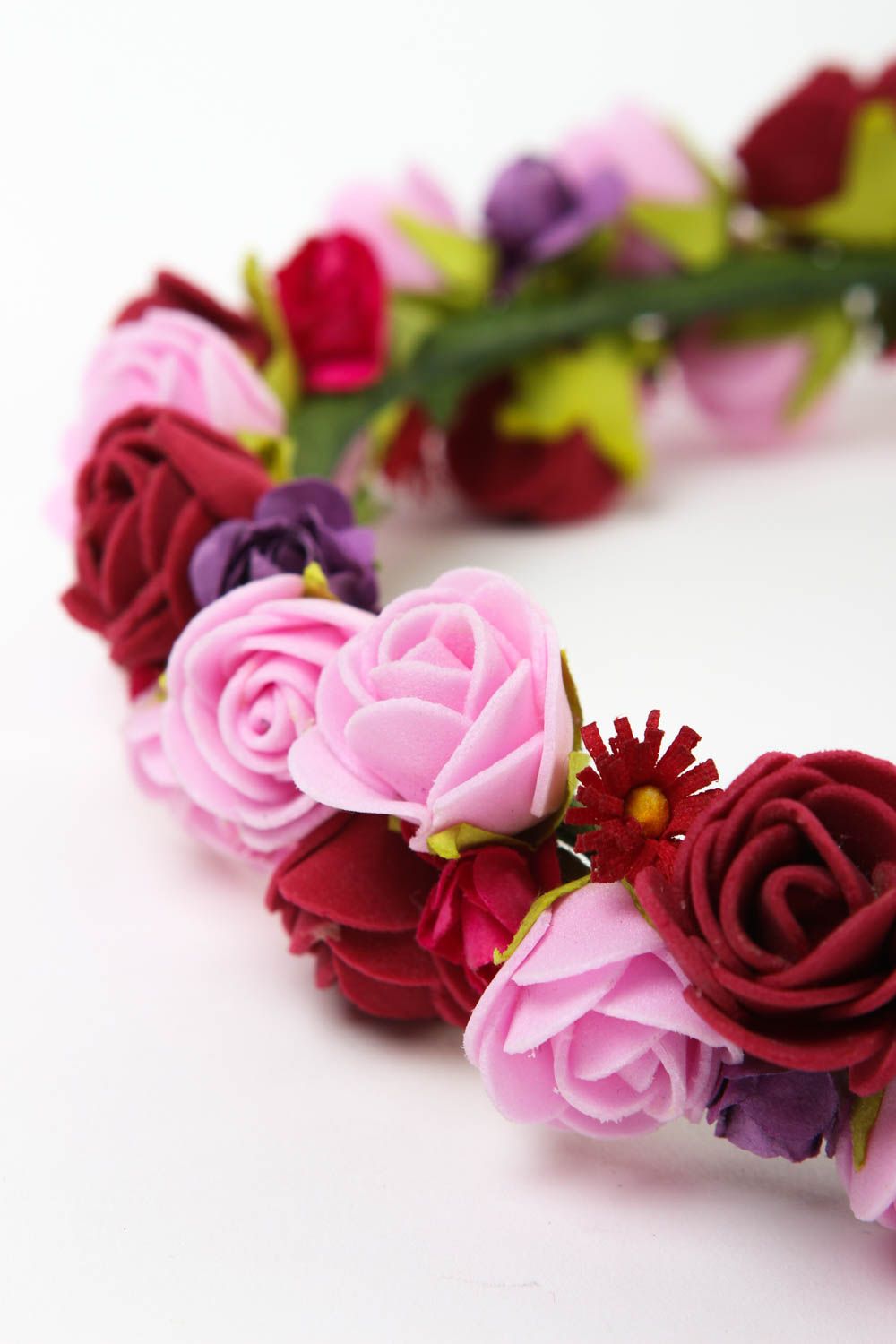 Serre-tête fleurs Bijou fait main roses et rouges cadeau Accessoire cheveux photo 4