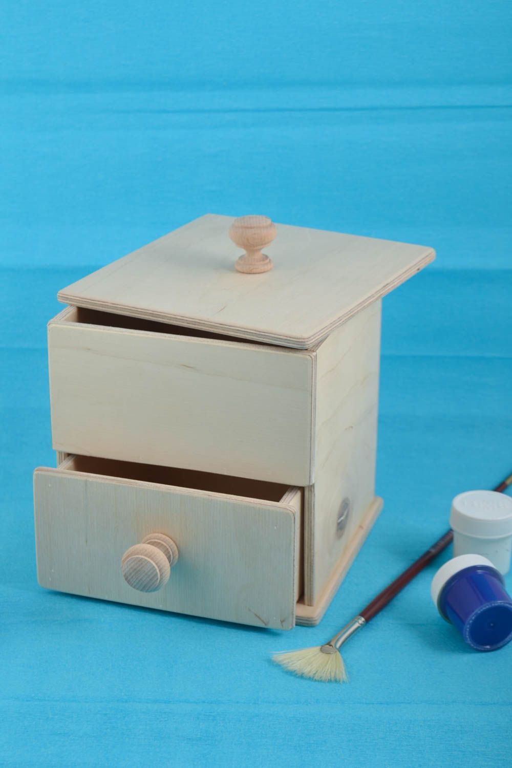 Boite avec tiroirs Commode miniature faite main en bois petite Boîte à décorer photo 1
