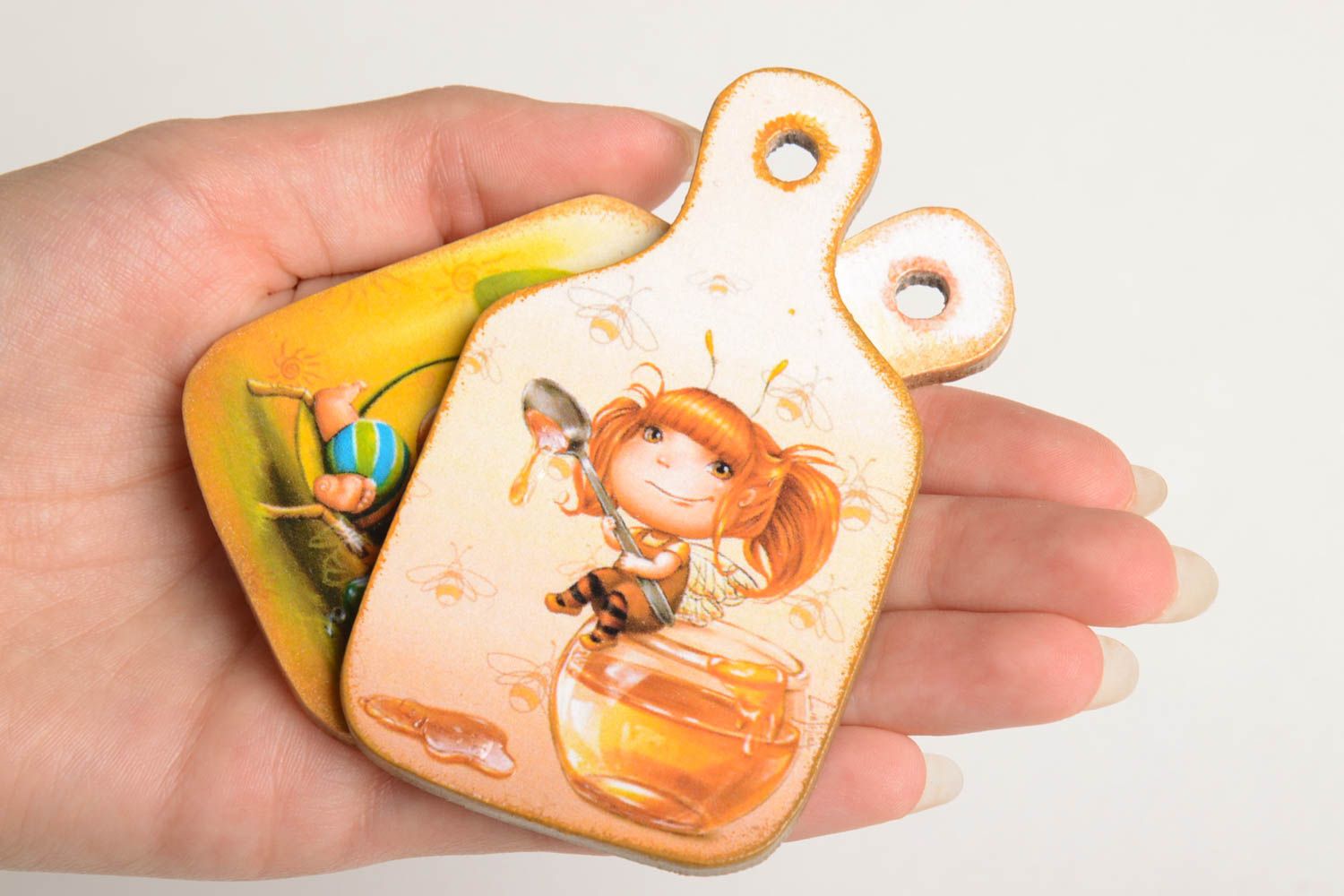 Handgemachte Geschenke Magnete für Kinder Holz Magnet Deko Accessoires 2 Stück foto 4