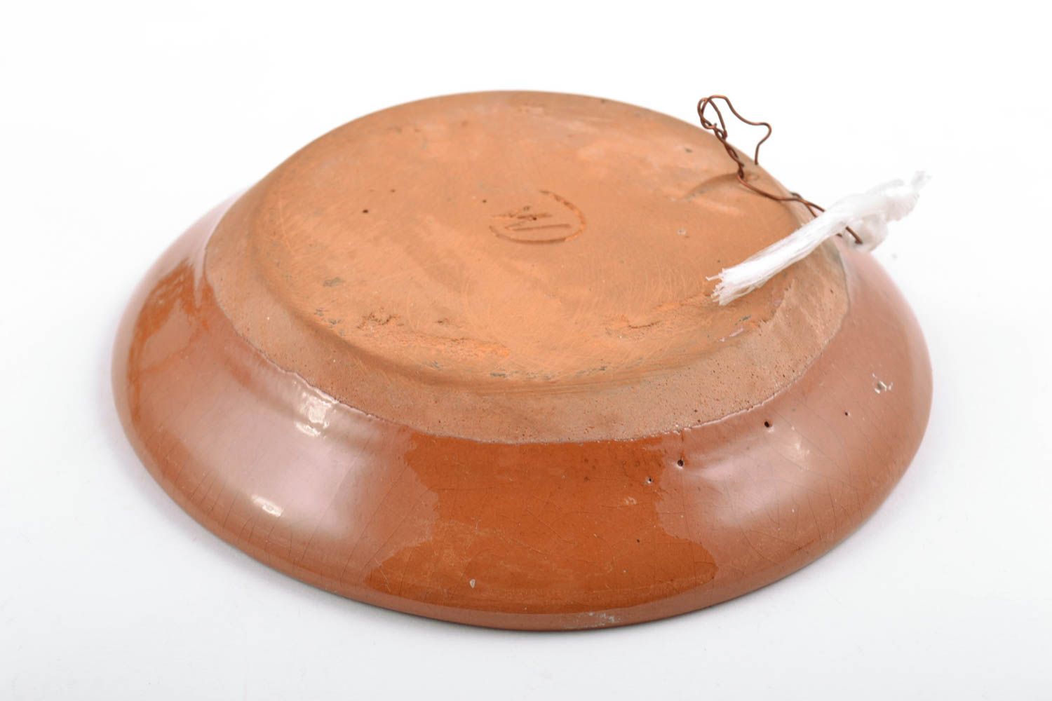 Маленькая керамическая тарелка расписанная глазурью для декора дома хэнд мэйд фото 4