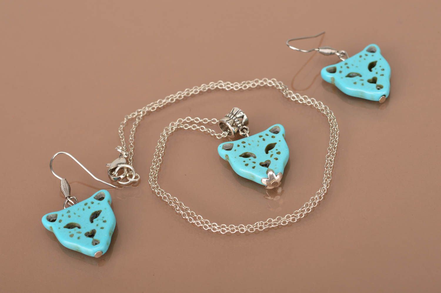 Unusual handmade metal earrings metal pendant designs jewelry set for women photo 3