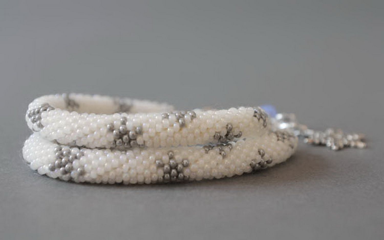Plaited bracelet made from Czech beads photo 7