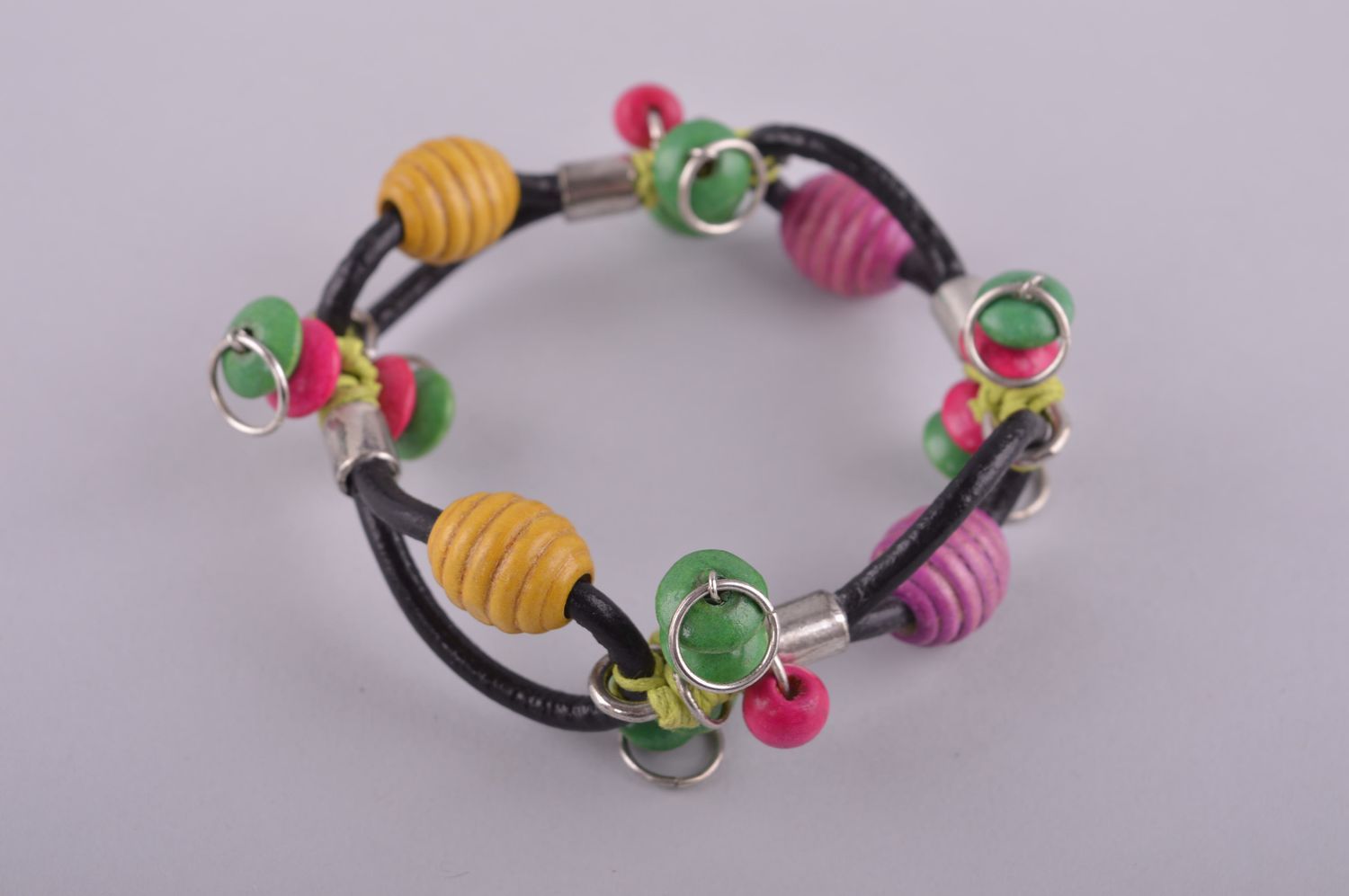 Handmade bangle bead bracelet wrist art bracelet for her photo 2