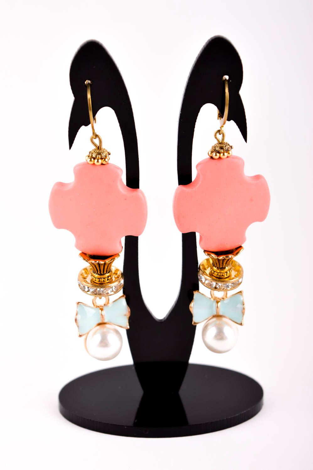 Handmade Modeschmuck Ohrhänger Ohrringe für Damen schöne Ohrringe mit Korallen foto 2