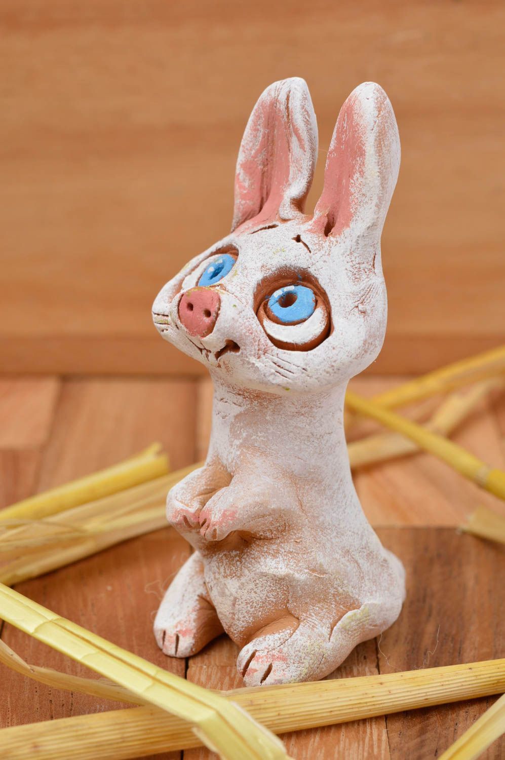 Handmade ceramic statuette unusual animal figurine small clay souvenir photo 1