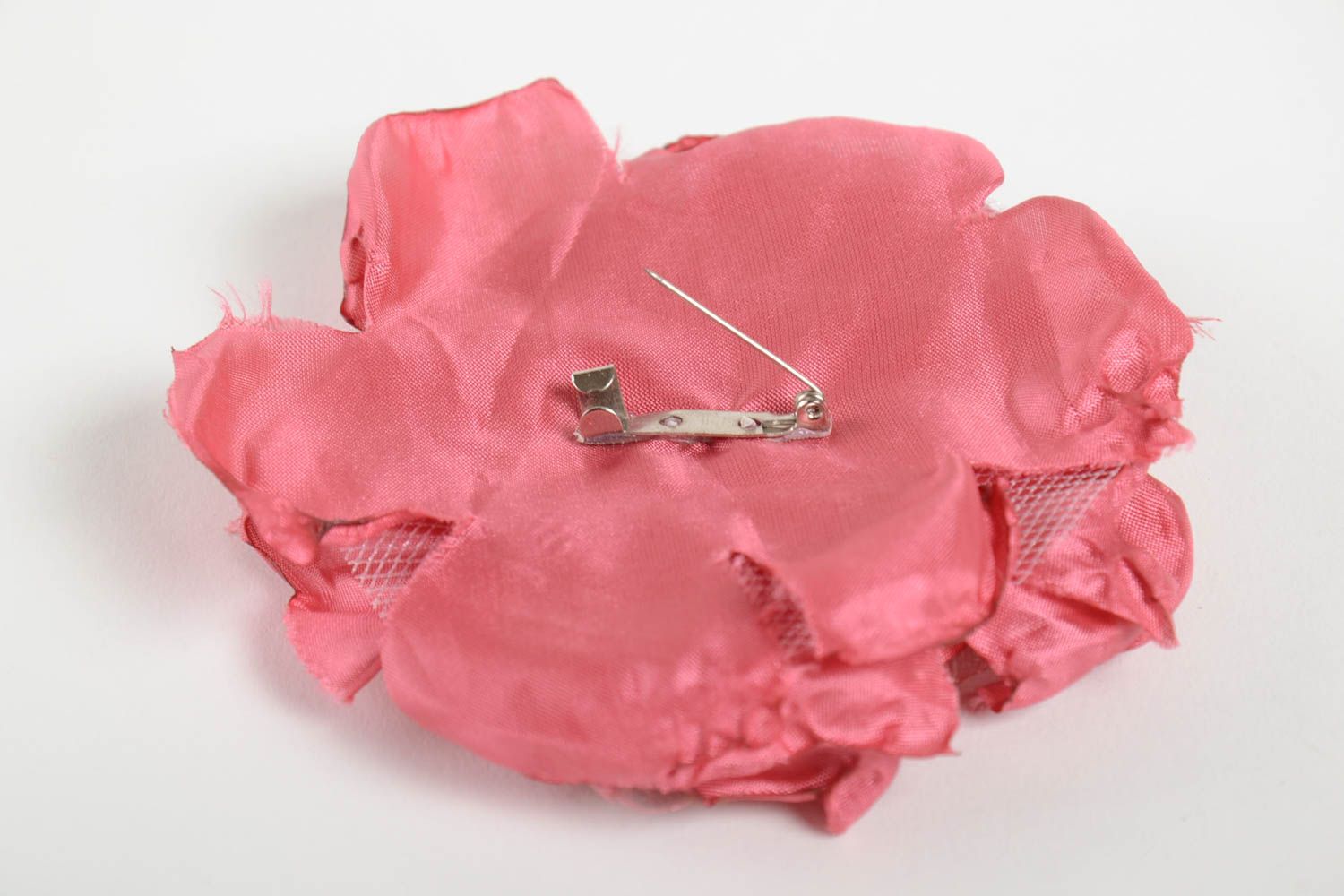 Handmade Schmuck Brosche Blume aus Stoff Accessoire für Frauen rosa stilvoll foto 3