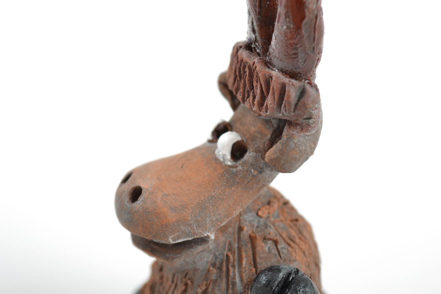 Смешная миниатюрная статуэтка в виде козла расписная ручной работы из глины фото 5