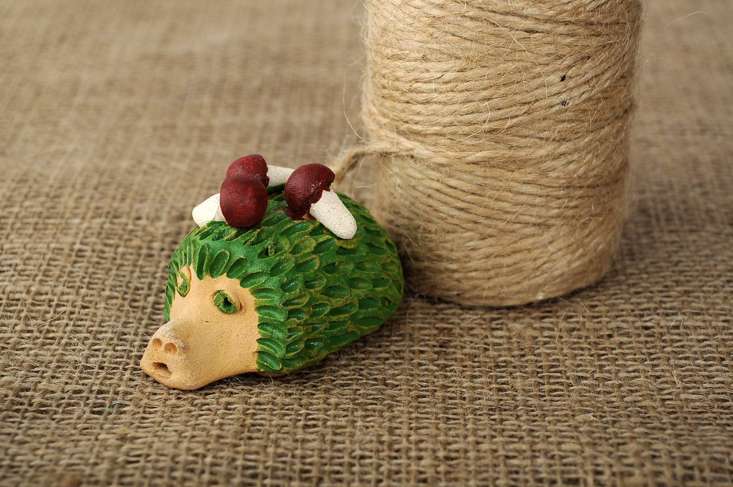 Handmade penny whistle in the form of hedgehog photo 1