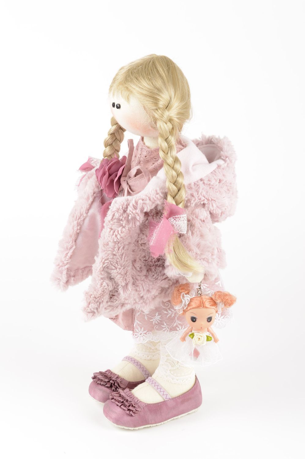 Очаровательная кукла ручной работы кукла из ткани льна мягкая кукла для девочки фото 3