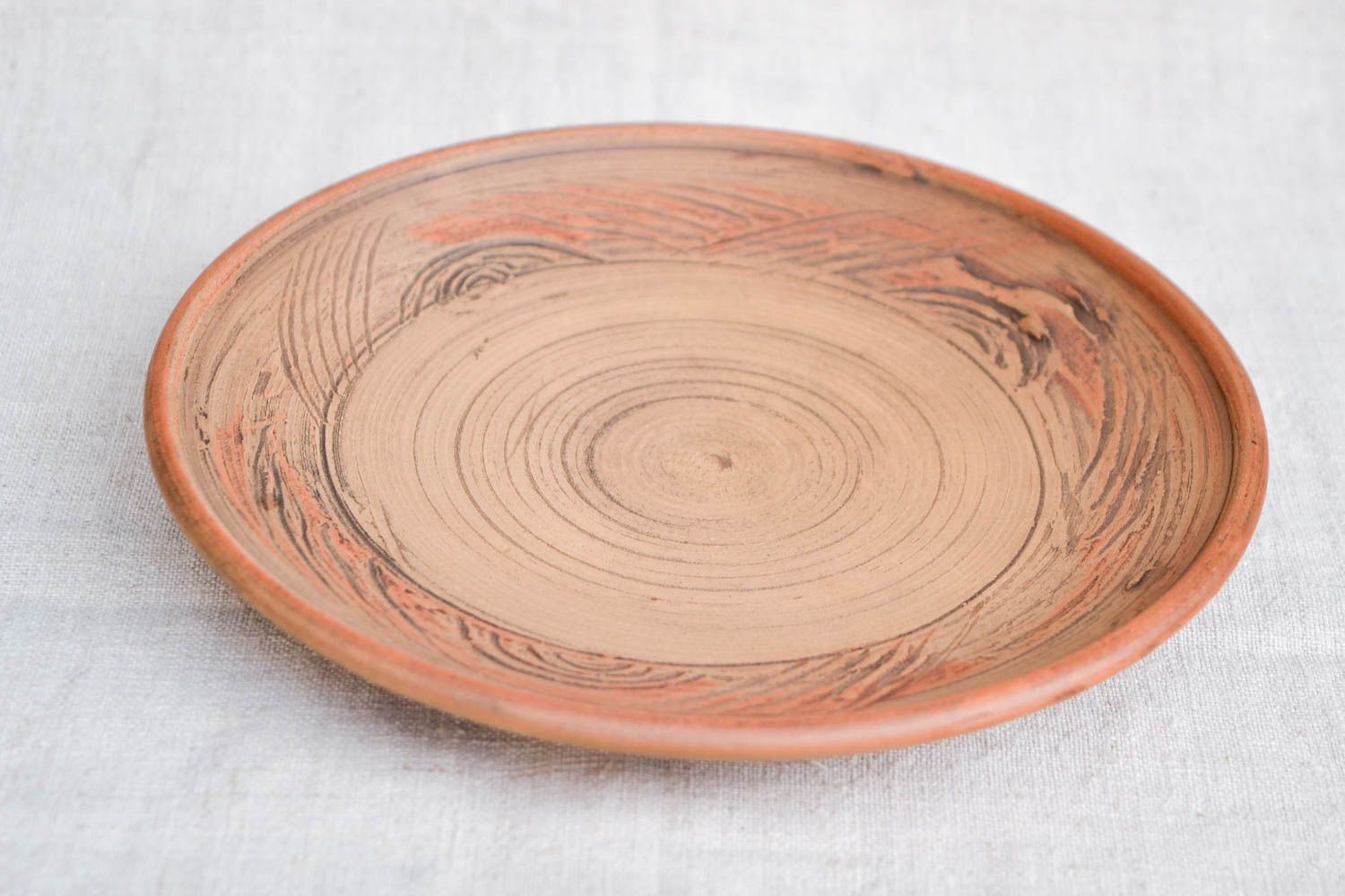 Teller Keramik handmade runder Teller Keramik Geschirr Frauen Geschenk in Braun foto 4